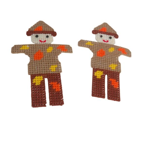 Vintage Canvas Needlepoint Halloween Thanksgiving Coaster Table Decor Set of 6 - Picture 4 of 6